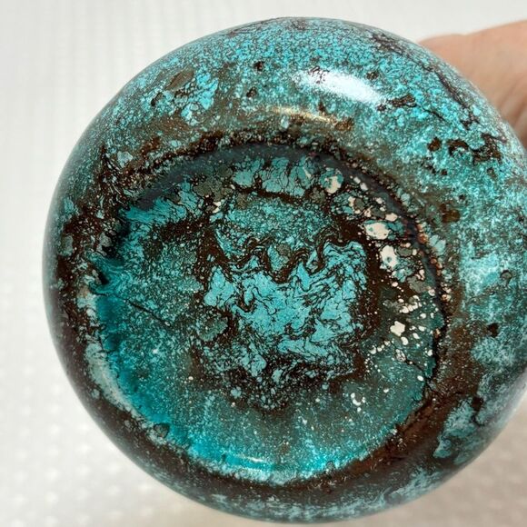 AKCAM Hand Crafted Vase Made in Turkey Green Brown - Picture 5 of 6